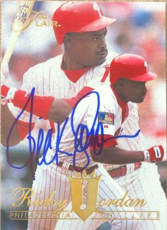 Ricky Jordan Signed 1994 Flair Baseball Card - Philadelphia Phillies - PastPros