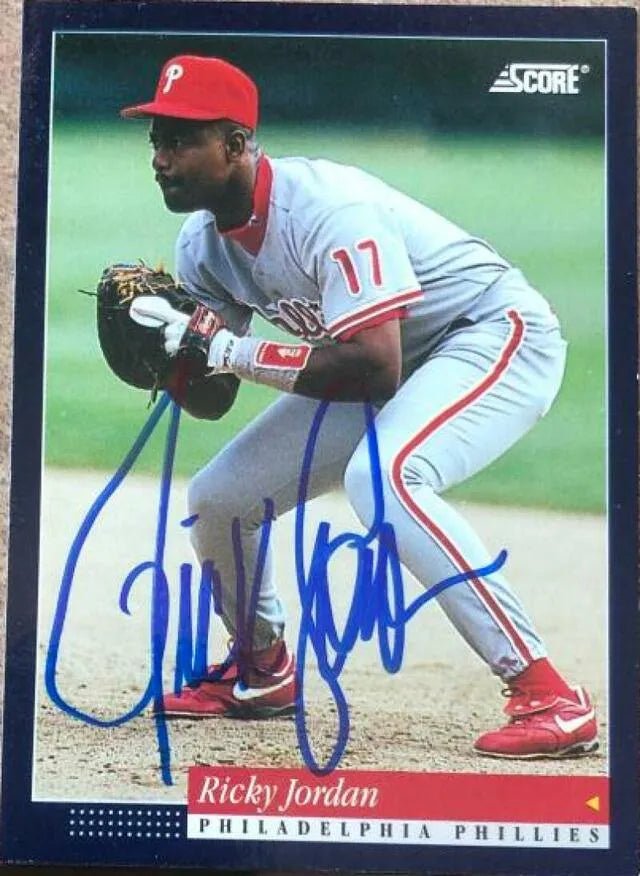 Ricky Jordan Signed 1994 Score Baseball Card - Philadelphia Phillies