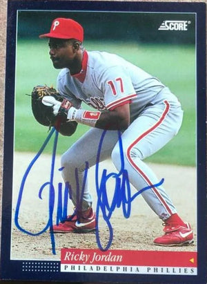 Ricky Jordan Signed 1994 Score Baseball Card - Philadelphia Phillies