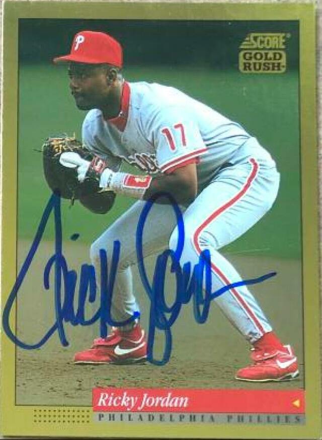Ricky Jordan Signed 1994 Score Gold Rush Baseball Card - Philadelphia Phillies - PastPros