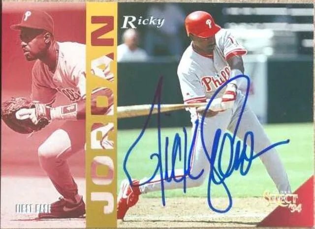 Ricky Jordan Signed 1994 Score Select Baseball Card - Philadelphia Phillies