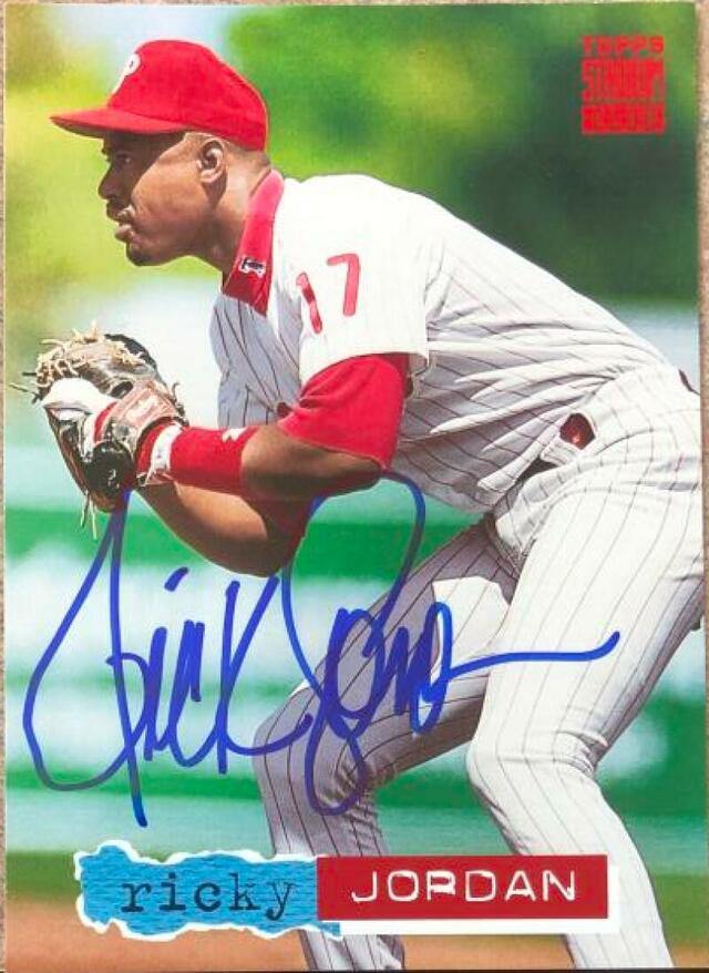 Ricky Jordan Signed 1994 Stadium Club Baseball Card - Philadelphia Phillies - PastPros