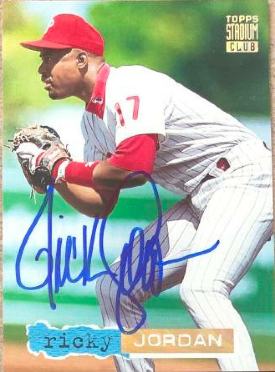 Ricky Jordan Signed 1994 Stadium Club Golden Rainbow Baseball Card - Philadelphia Phillies - PastPros