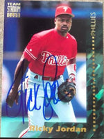 Ricky Jordan Signed 1994 Stadium Club Team Baseball Card - Philadelphia Phillies