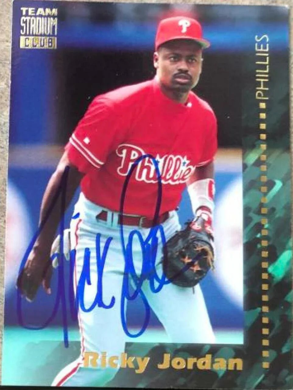 Ricky Jordan Signed 1994 Stadium Club Team Baseball Card - Philadelphia Phillies