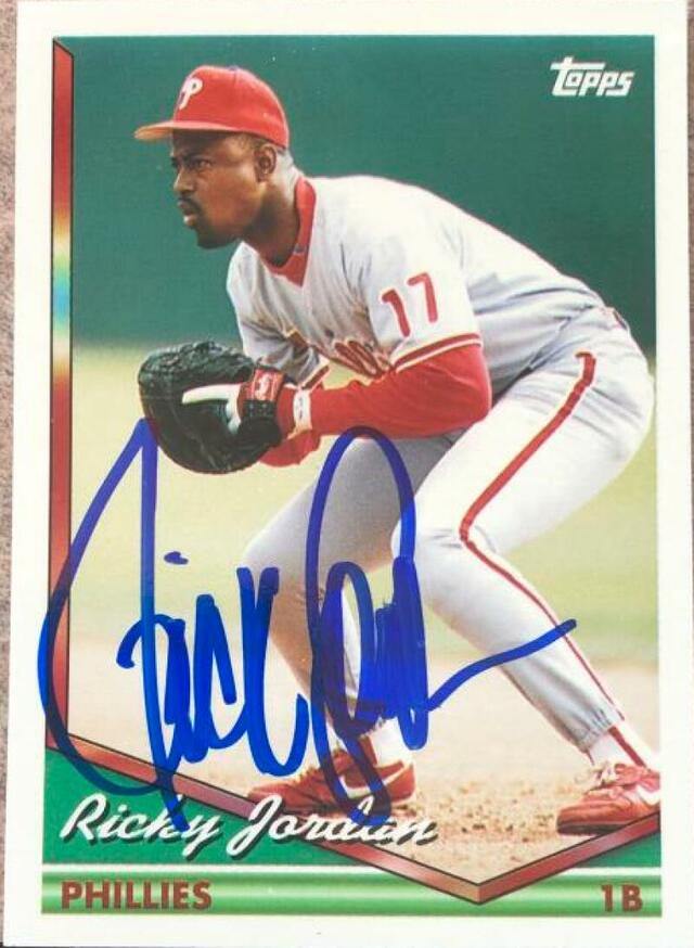 Ricky Jordan Signed 1994 Topps Baseball Card - Philadelphia Phillies - PastPros
