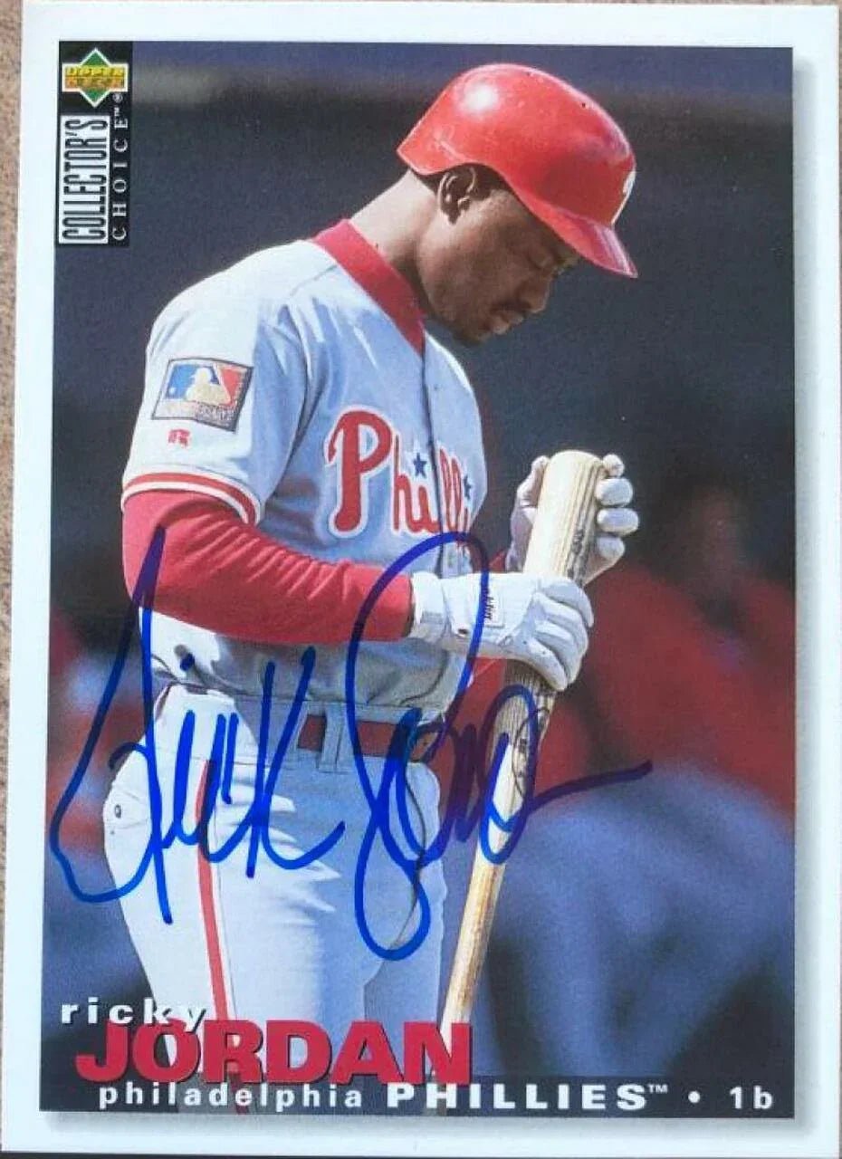 Ricky Jordan Signed 1995 Collector's Choice Baseball Card - Philadelphia Phillies