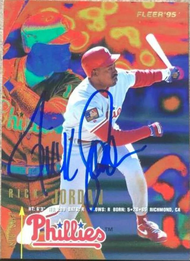 Ricky Jordan Signed 1995 Fleer Baseball Card - Philadelphia Phillies