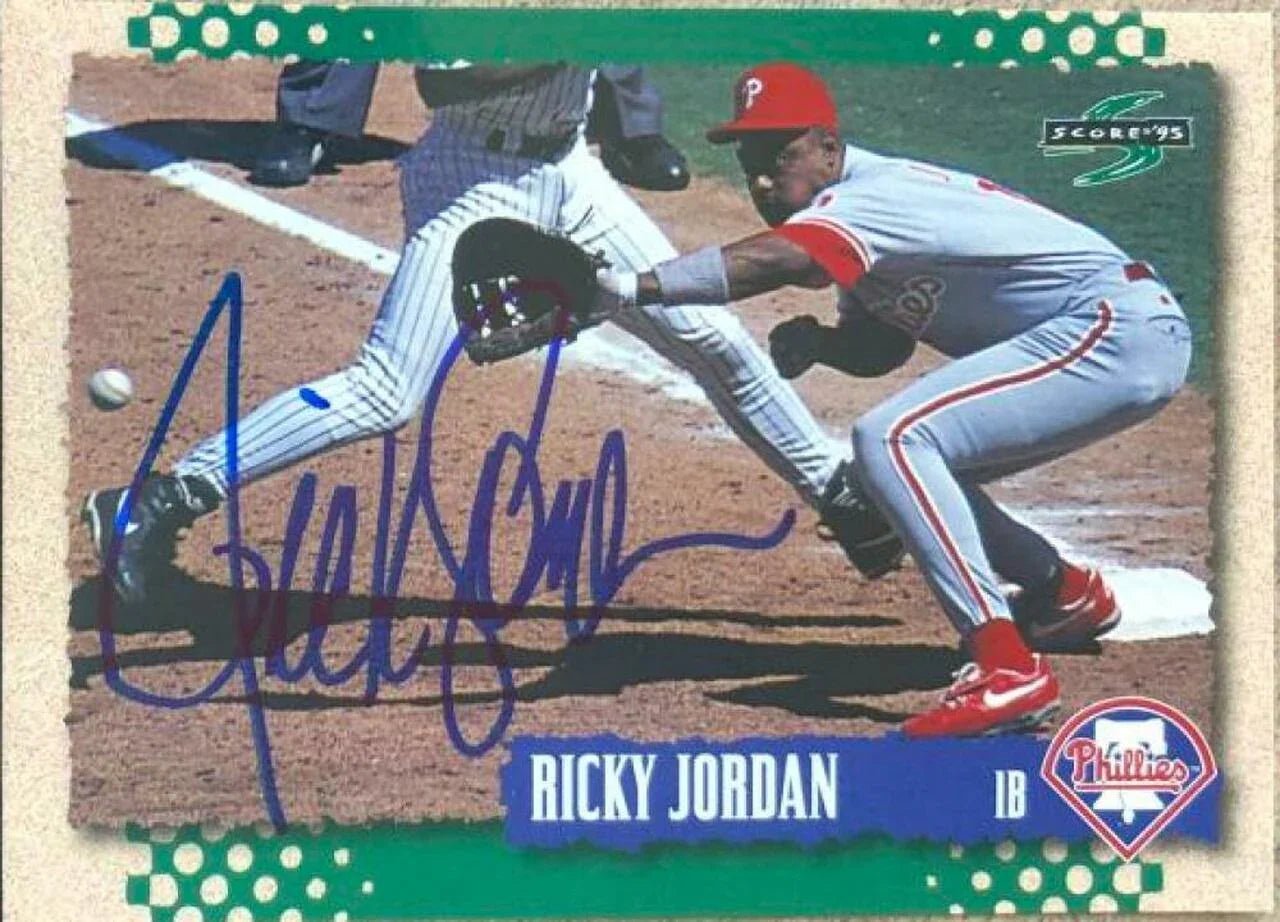 Ricky Jordan Signed 1995 Score Baseball Card - Philadelphia Phillies