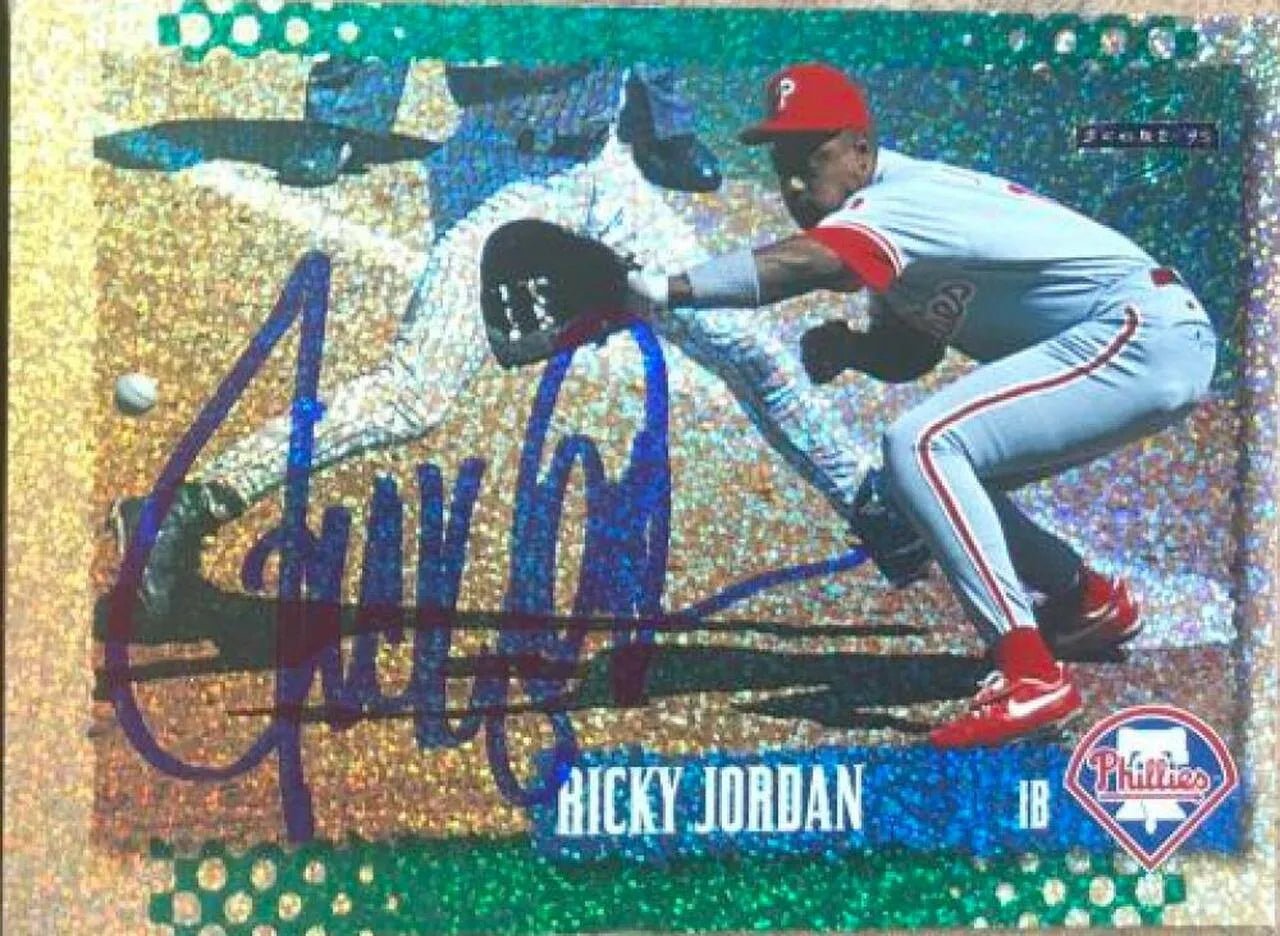 Ricky Jordan Signed 1995 Score Platinum Team Sets Baseball Card - Philadelphia Phillies