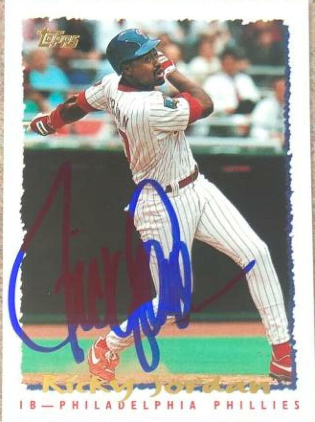 Ricky Jordan Signed 1995 Topps Baseball Card - Philadelphia Phillies - PastPros