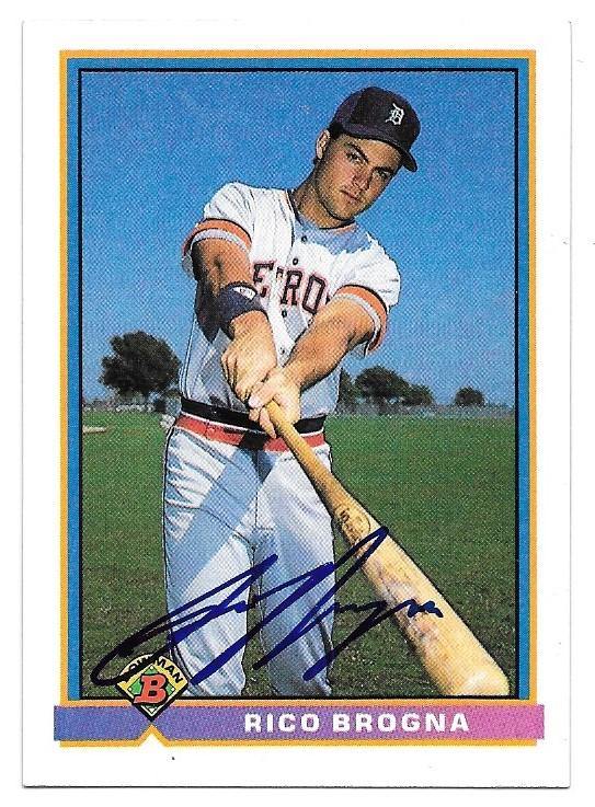 Rico Brogna Signed 1991 Bowman Baseball Card - Detroit Tigers - PastPros