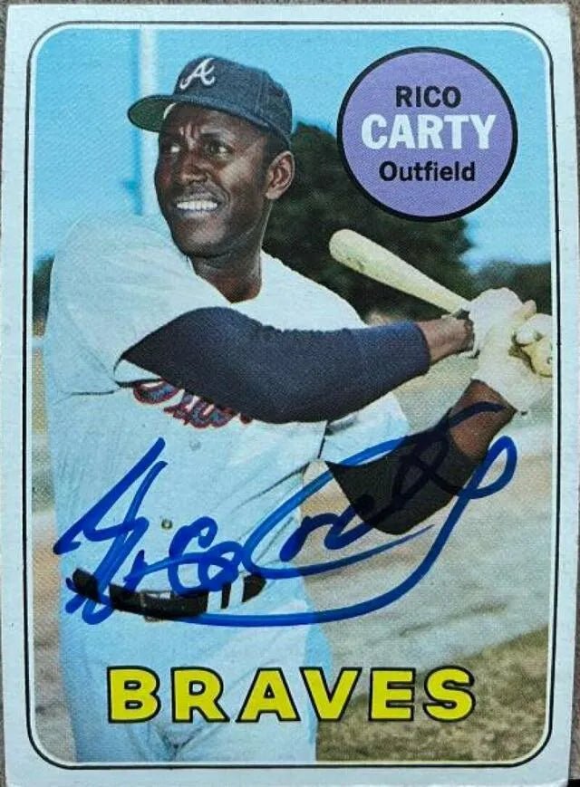 Rico Carty Signed 1969 Topps Baseball Card - Atlanta Braves