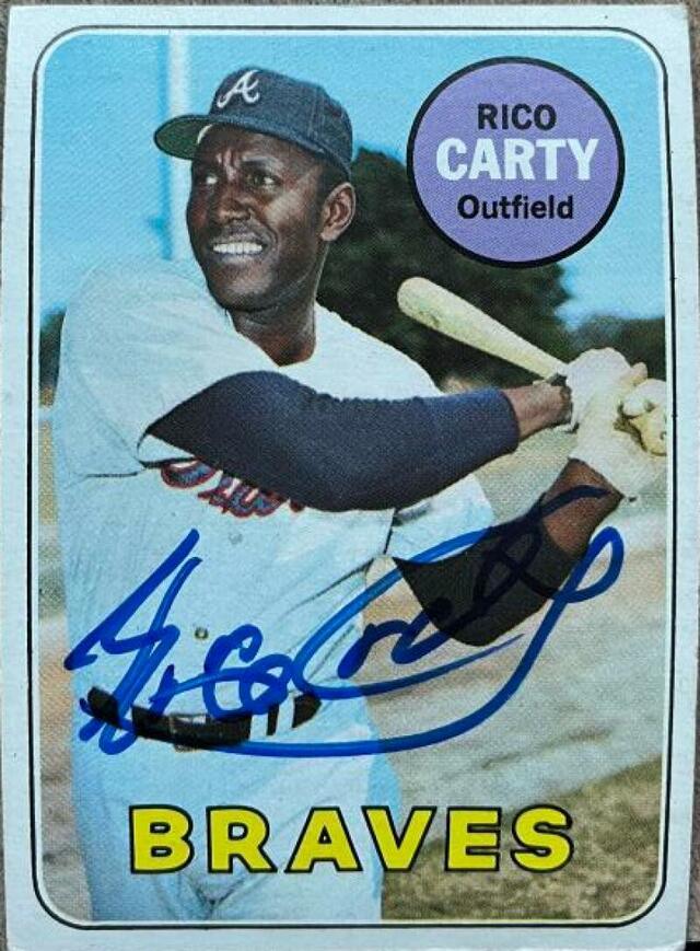 Rico Carty Signed 1969 Topps Baseball Card - Atlanta Braves - PastPros