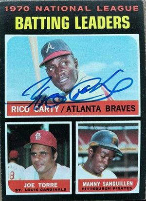 Rico Carty Signed 1971 Topps Baseball Card - Atlanta Braves - NL Batting Leaders - PastPros