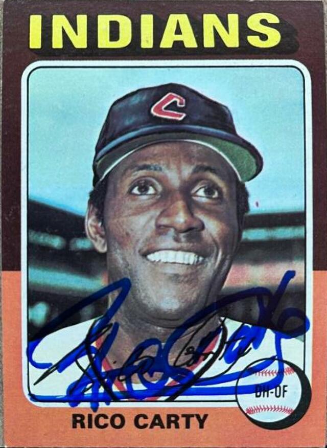 Rico Carty Signed 1975 Topps Mini Baseball Card - Cleveland Indians - PastPros