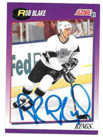 Rob Blake Signed 1991-92 Score Hockey Card - Los Angeles Kings - PastPros