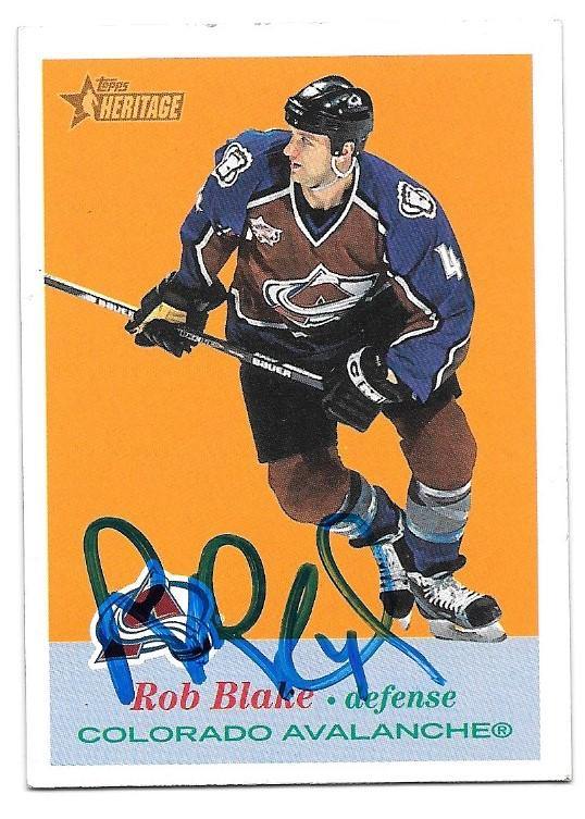 Rob Blake Signed 2001-02 Topps Heritage Hockey Card - Colorado Avalanche - PastPros