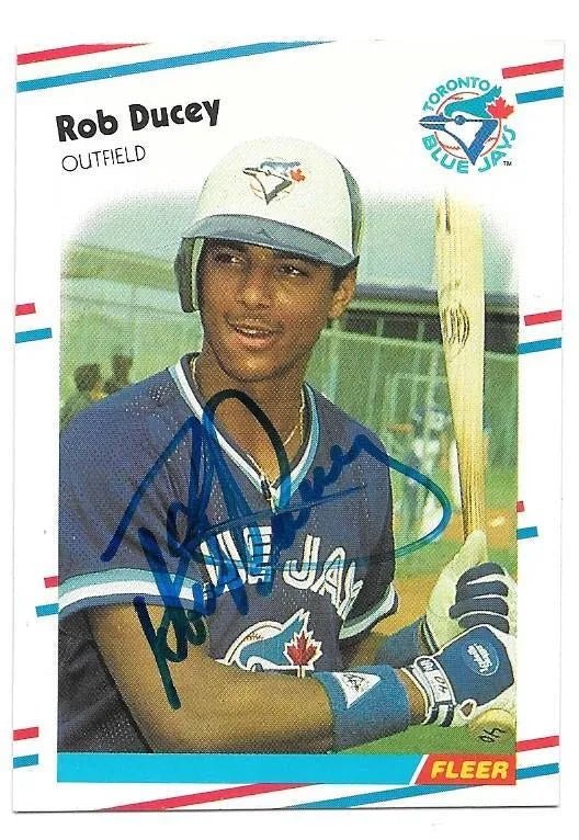 Rob Ducey Signed 1988 Fleer Baseball Card - Toronto Blue Jays