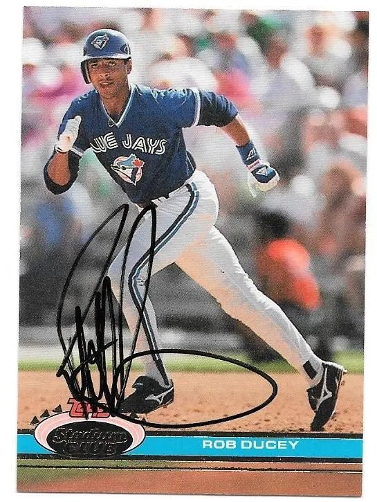 Rob Ducey Signed 1991 Topps Stadium Baseball Card - Toronto Blue Jays