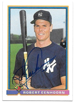 Robert Eenhoorn Signed 1991 Bowman Baseball Card - New York Yankees - PastPros