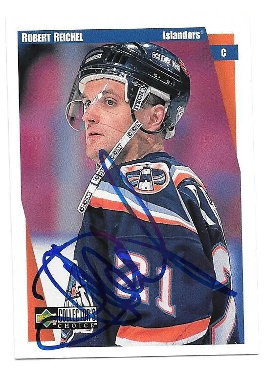 Robert Reichel Signed 1997-98 Upper Deck Collector's Choice Hockey Card - New York Islanders - PastPros