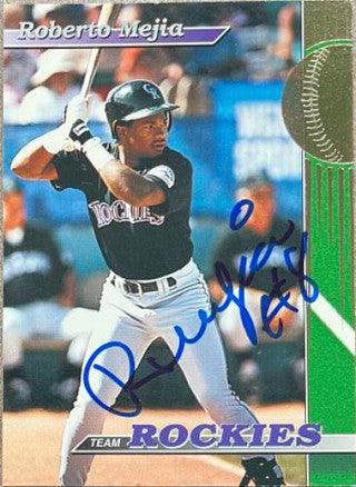 Roberto Mejia Signed 1993 Stadium Club Baseball Card - Colorado Rockies - PastPros