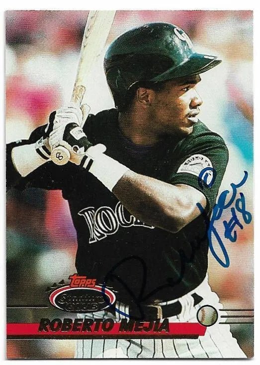 Roberto Mejia Signed 1993 Topps Stadium Baseball Card - Colorado Rockies