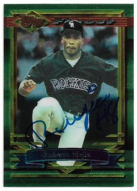 Roberto Mejia Signed 1994 Topps Finest Baseball Card - Colorado Rockies