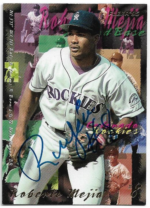 Roberto Mejia Signed 1995 Fleer Baseball Card - Colorado Rockies - PastPros
