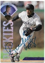 Roberto Mejia Signed 1995 Leaf Baseball Card - Colorado Rockies