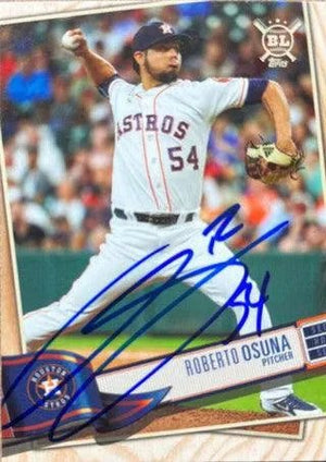 Roberto Osuna Signed 2019 Topps Big League Baseball Card - Houston Astros
