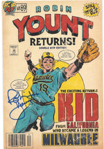 Robin Yount Returns Signed Pop Fly Pop Shop Print #63 – by Daniel Jacob Horine & Robin Yount - PastPros