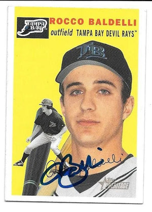 Rocco Baldelli Signed 2003 Topps Heritage Baseball Card - Tampa Bay Devil Rays