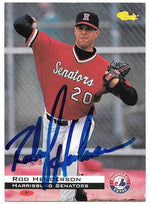 Rod Henderson Signed 1994 Classic Baseball Card - Harrisburg Senators