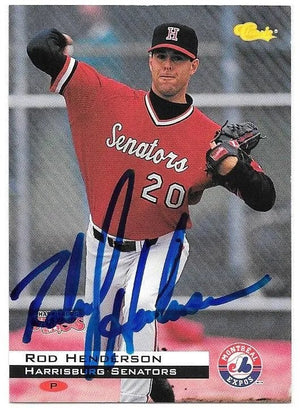 Rod Henderson Signed 1994 Classic Baseball Card - Harrisburg Senators - PastPros