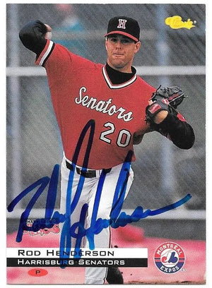 Rod Henderson Signed 1994 Classic Baseball Card - Harrisburg Senators - PastPros