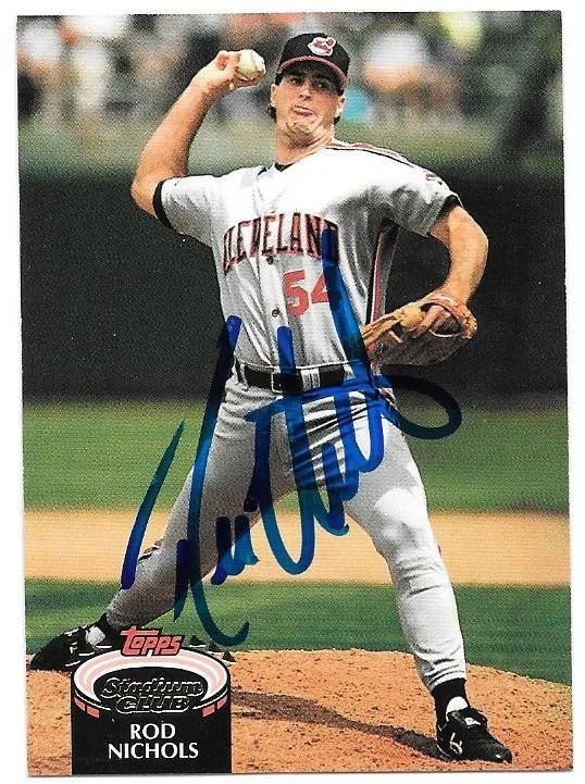 Rod Nichols Signed 1992 Topps Stadium Club Baseball Card - Cleveland Indians
