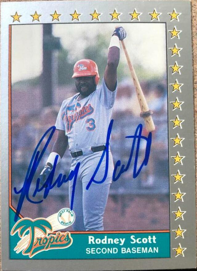 Rodney Scott Signed 1990 Pacific Senior League Baseball Card - PastPros