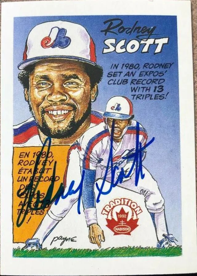 Rodney Scott Signed 1992 Nabisco Baseball Card - Montreal Expos