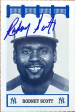 Rodney Scott Signed 1992 WIZ Baseball Card - New York Yankees