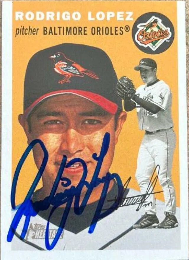 Rodrigo Lopez Signed 2003 Topps Heritage Baseball Card - Baltimore Orioles