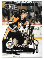 Ron Francis Signed 1991-92 Pro Set Hockey Card - Pittsburgh Penguins - PastPros