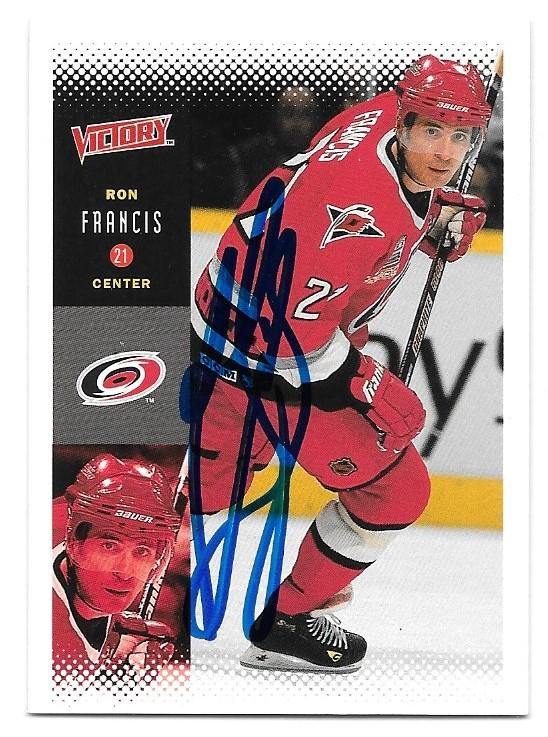 Ron Francis Signed 2000-01 Upper Deck Victory Hockey Card - Carolina Hurricanes - PastPros