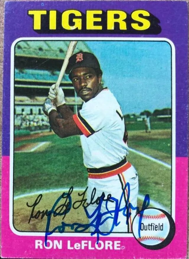 Ron Leflore Signed 1975 Topps Baseball Card - Detroit Tigers