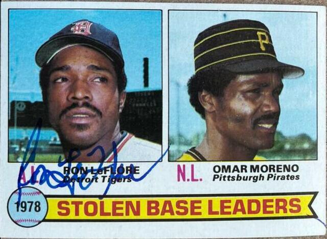 Ron Leflore Signed 1979 Topps Stolen Base Leaders Baseball Card - Detroit Tigers - PastPros