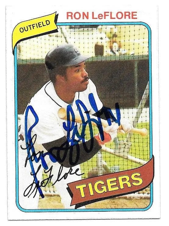 Ron Leflore Signed 1980 Topps Baseball Card - Detroit Tigers