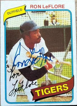Ron Leflore Signed 1980 Topps Baseball Card - Detroit Tigers