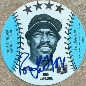 Ron Leflore Signed 1981 MSA Mini Discs Baseball Card - Detroit Tigers