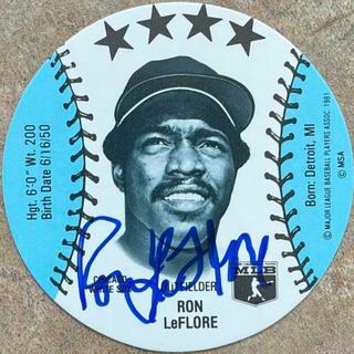 Ron Leflore Signed 1981 MSA Mini Discs Baseball Card - Detroit Tigers - PastPros